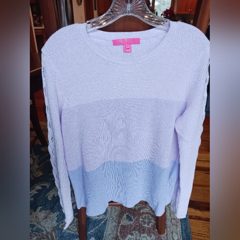 Lilly Pulitzer Cortina sweater purple long sleeved L EUC!
